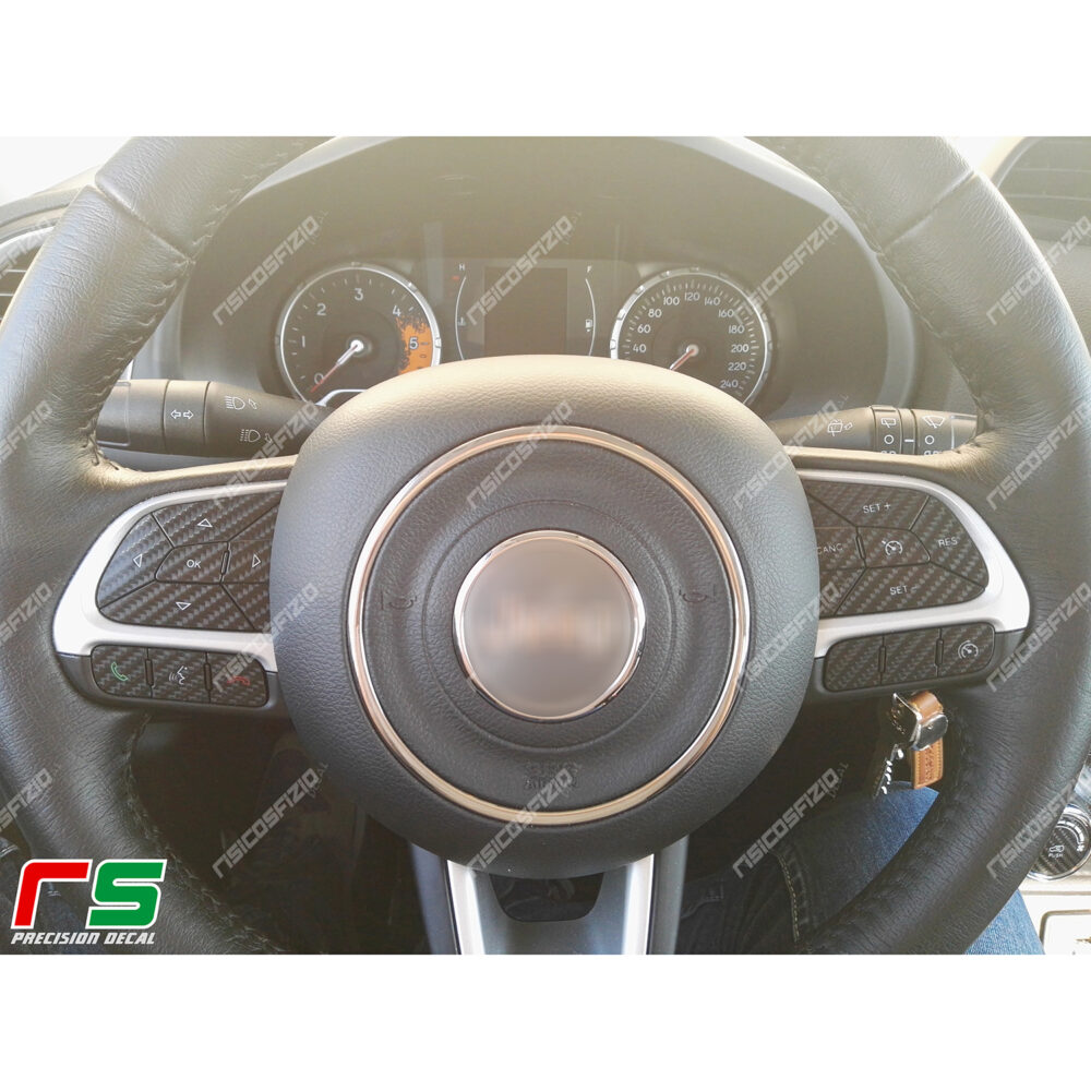 adhésifs Jeep Renegade Fiat 500x Tipo sticker effet carbon commandes de volant – Image 2