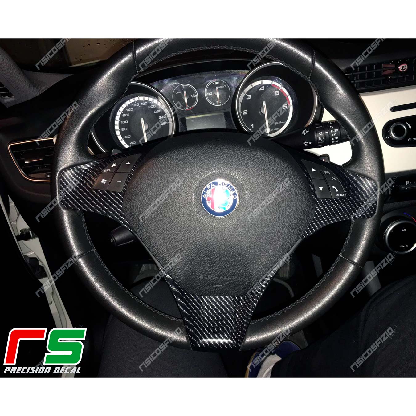 1 Badge de volant autocollant Alfa Romeo noir 40mm - Équipement auto