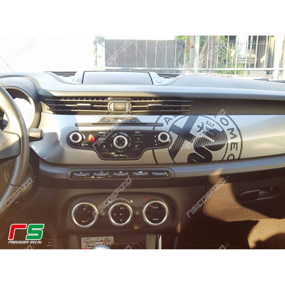 adesivi Alfa Romeo Giulietta carbonlook decorazione cruscotto logo Decal - immagine 4