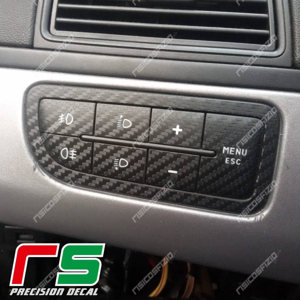 adhésifs Fiat Punto sticker clavier menu en vinyle effet carbone