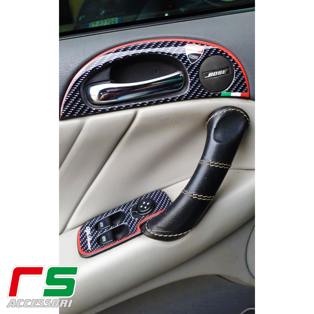 Alfa Romeo 147 GT Decal adesivi carbon look tweeter maniglia