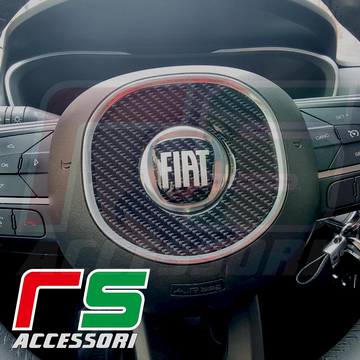 Fiat Tipo resin stickers, tuning steering wheel airbag cover 