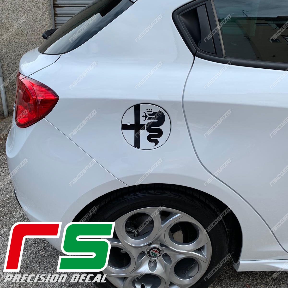 thumbnail image 2 of Alfa Romeo Giulietta Old Logo Sticker – Carbon Look, Interior Decal, Risicosfizio RSA0046 2 of 6