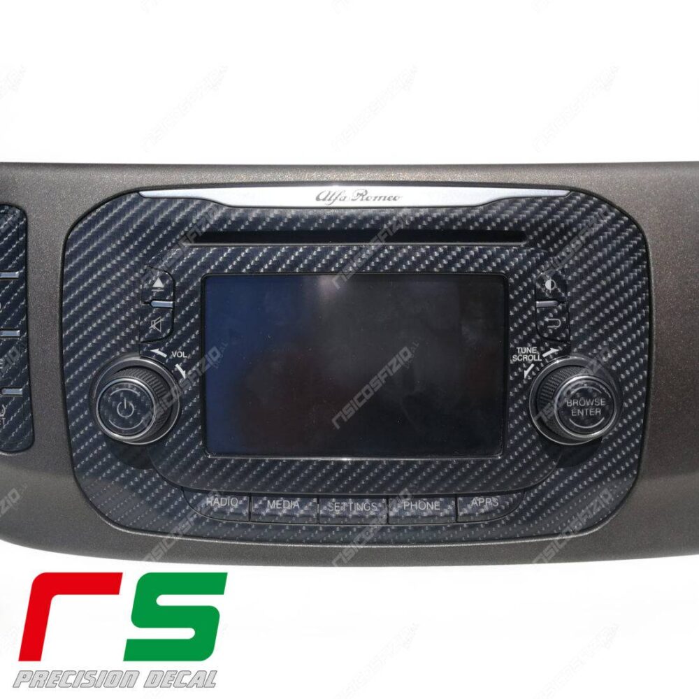 Adesivi Alfa Romeo Giulietta Uconnect 5 RadioNav Decal carbonlook in vinile simil carbonio