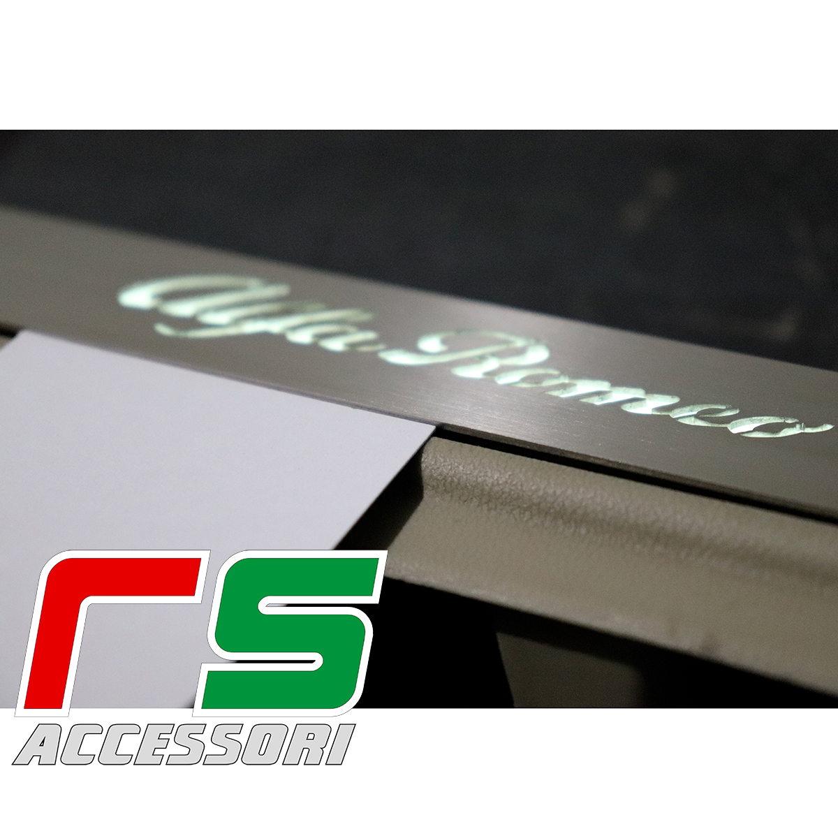 EINSTIEGSLEISTEN ALFA ROMEO SATZ SET 2-TLG EDELSTAHL UNIVERSAL GRAVIERT MIT  LOGO