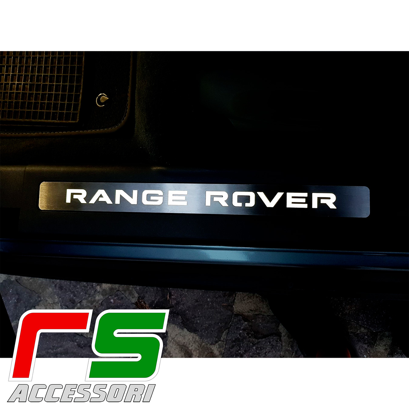 Range Rover Evoque battitacco illuminato sottoporta in acciaio inox