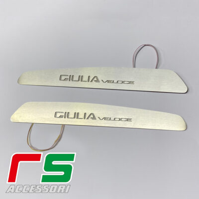 Alfa Romeo Giulia Veloce door sill in steel with illuminated logo