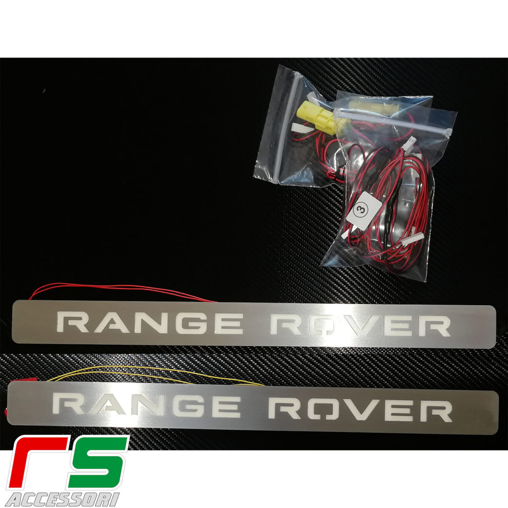 front door sill panels illuminated Range Rover Evoque stainless steel