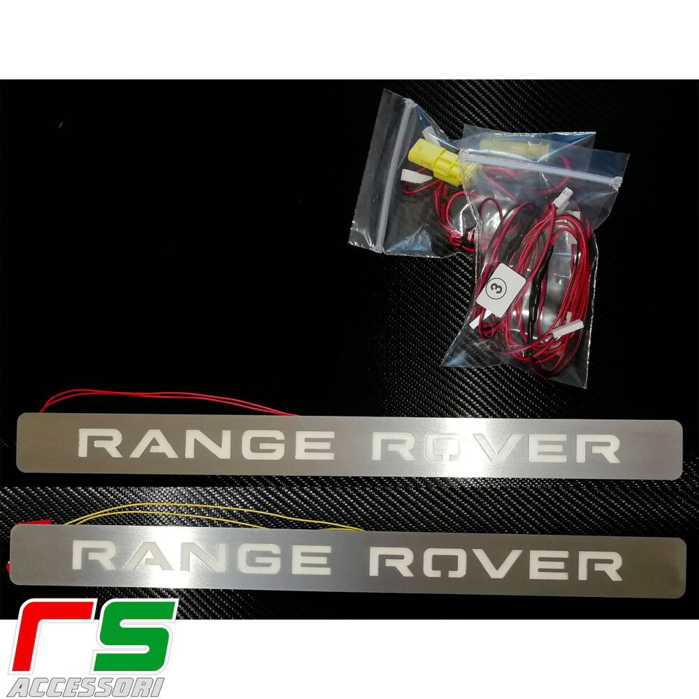 Range Rover Evoque battitacco illuminato sottoporta in acciaio inox aisi 304  con illuminazione  Range Rover Evoque ED4 SD4 Dynamic Prestige Pure  di facile istallazione con allegate istruzioni