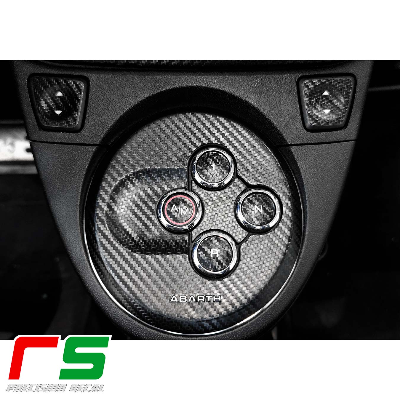 adhésifs Fiat 500 Abarth sticker look carbone stereo radio