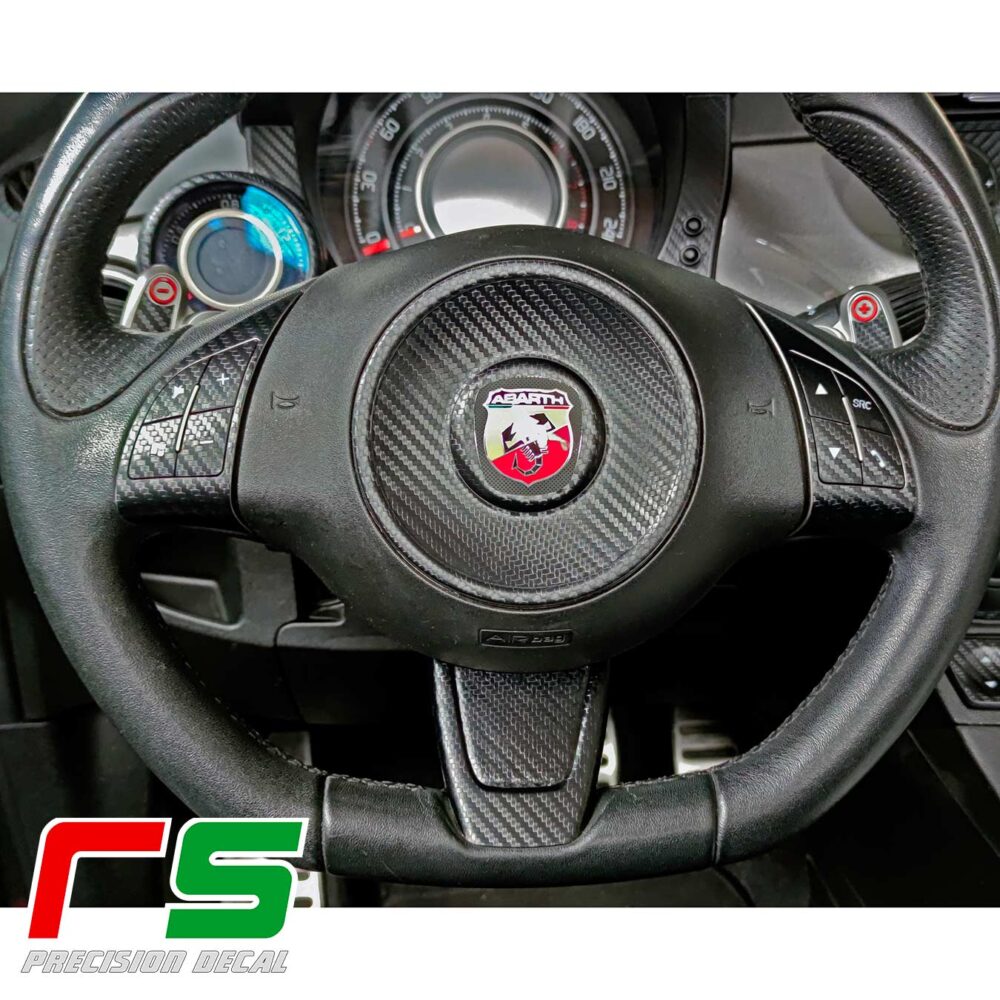 fiat 500 595 695 abarth STICKERS carbonlook tuning steering wheel kit