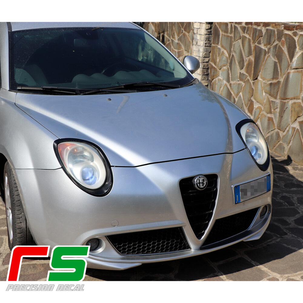 Alfa Romeo Mito adesivi Decal cornici fari carbonlook tuning - immagine 2