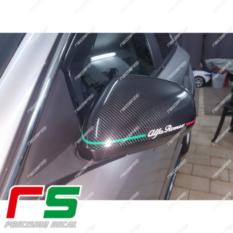 AMS Tricolor Italy Adhesive Strip Decals For Alfa Romeo Giulia Mirrors – Made In Italy