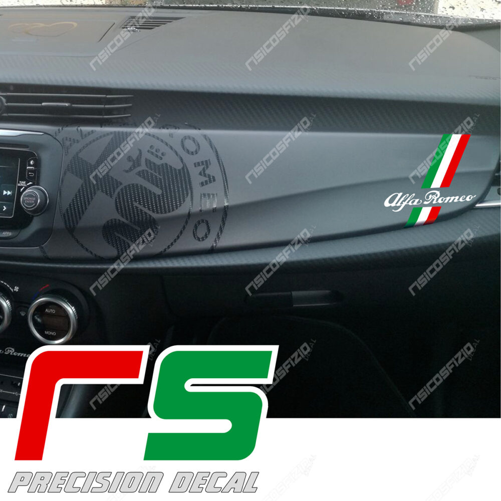 Stickers Alfa Romeo Giulietta Italian tricolor flag dashboard - Image 2