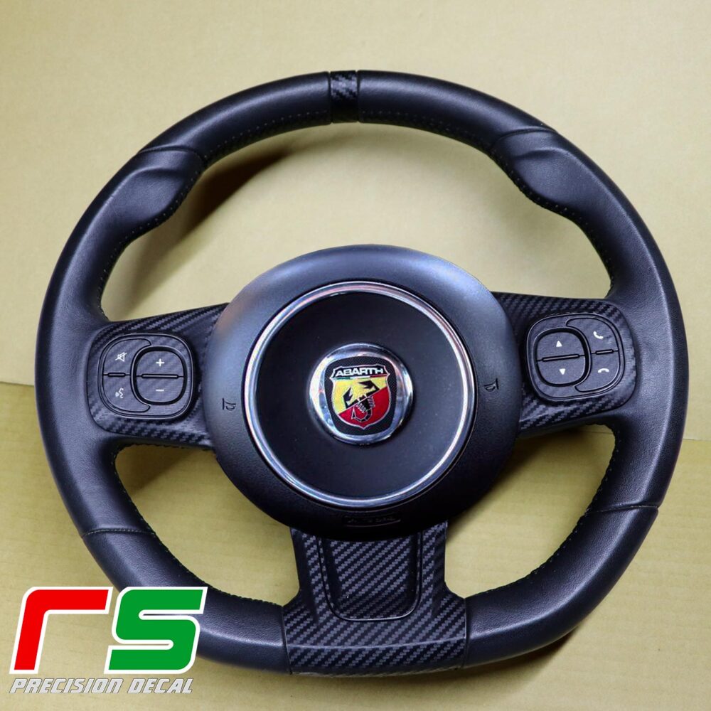 fiat abarth 500 565 595 stickers carbon look tuning steering wheel kit